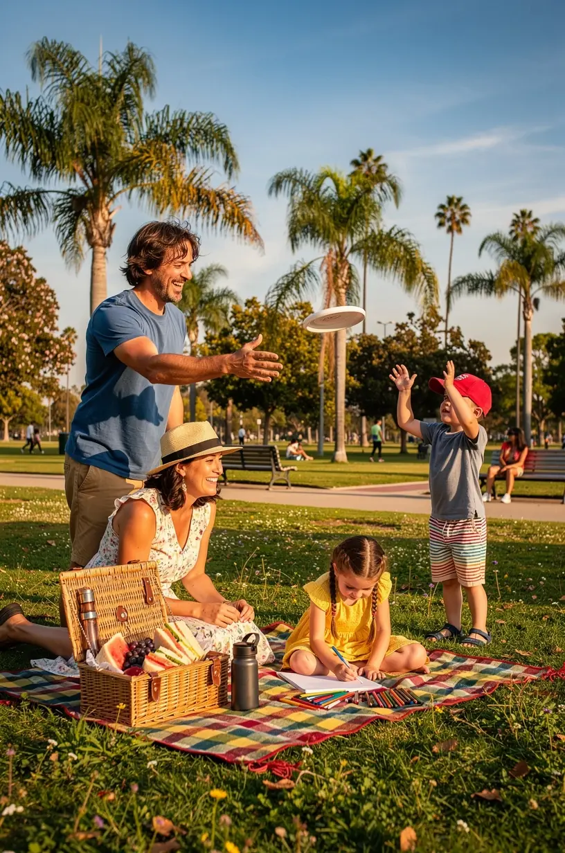 Happy family enjoying a scenic road trip with children playing games and snacks packed for a short, stress-free drive across the USA.